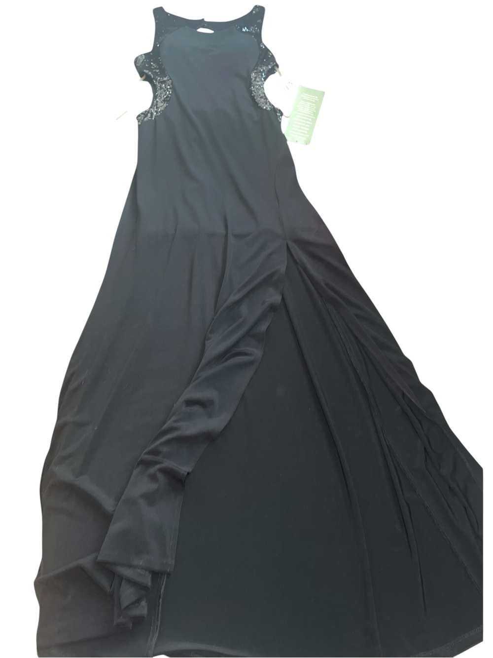 My Michelle Black Maxi dress with sequence & flowing ruffles. Size 13 (L)